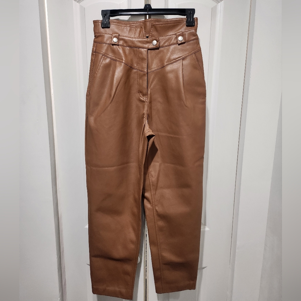 ARIA ROSE  Brown Lean High Rise Faux Leather Skinny Pants.Size SMALL